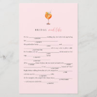 Love At First Spritz Bridal Shower Mad Libs Game
