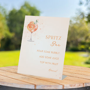 Love at First Spritz Bridal Shower Mimosa Bar Pedestal Sign