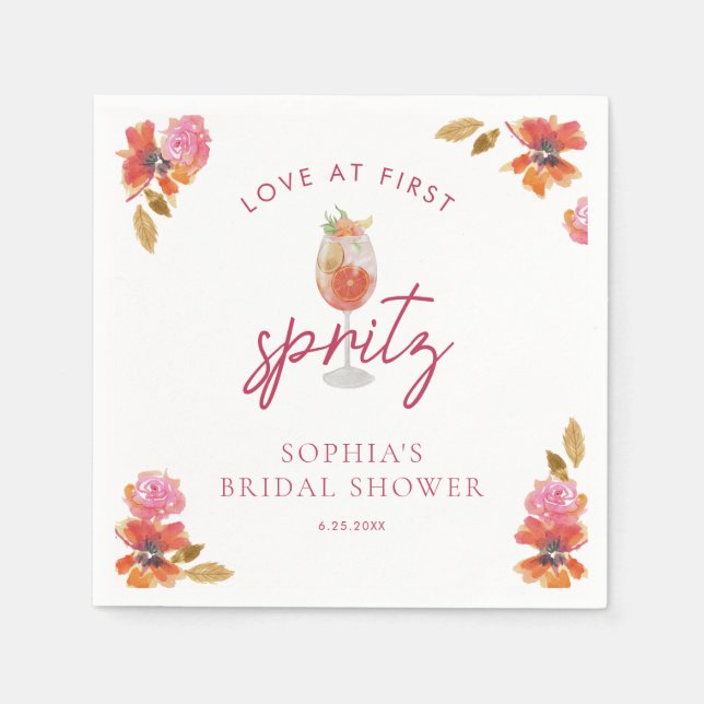 Love at First Spritz Bridal Shower  Napkins (Front)