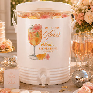 Love at First Spritz Bridal Shower Orange White Beverage Cooler