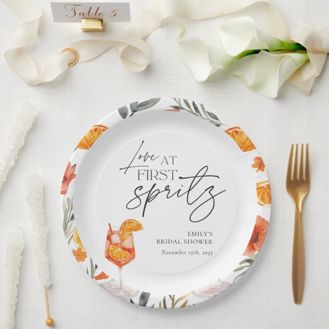 Love at First Spritz Bridal Shower Paper Plates (Wedding)