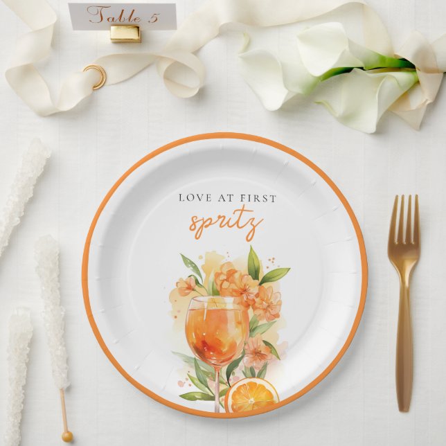 Love at First Spritz Bridal Shower Paper Plates (Wedding)