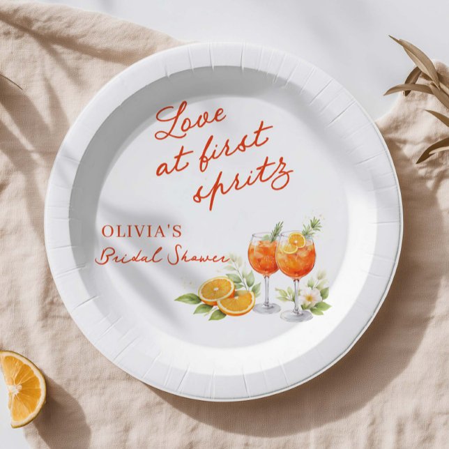 Love At First Spritz Bridal Shower Paper Plates (Creator Uploaded)