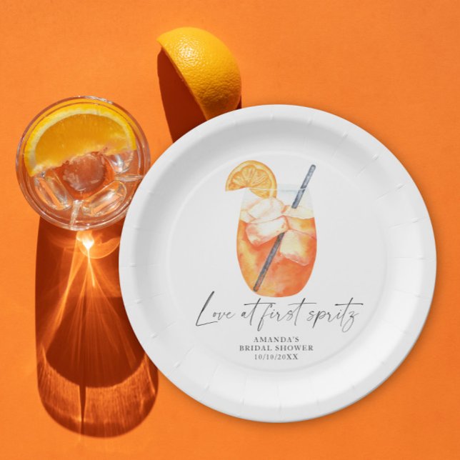 Love at first spritz Bridal shower Paper Plates (Creator Uploaded)