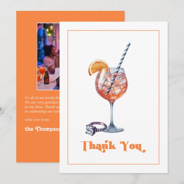 Love at First Spritz Bridal Shower Photo Thank You Card (Front/Back)
