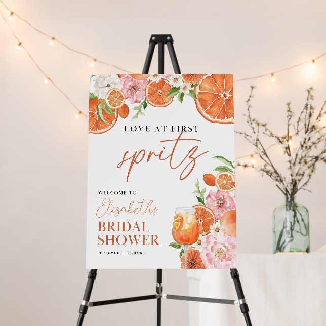 Love At First Spritz Bridal Shower Sign Citrus  (In Situ (Stand))