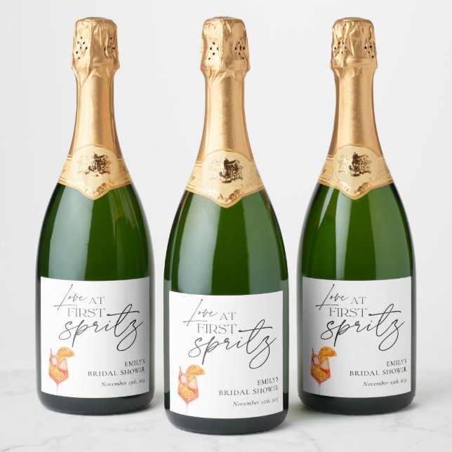Love at First Spritz Bridal Shower Sparkling Wine Label (Bottles)