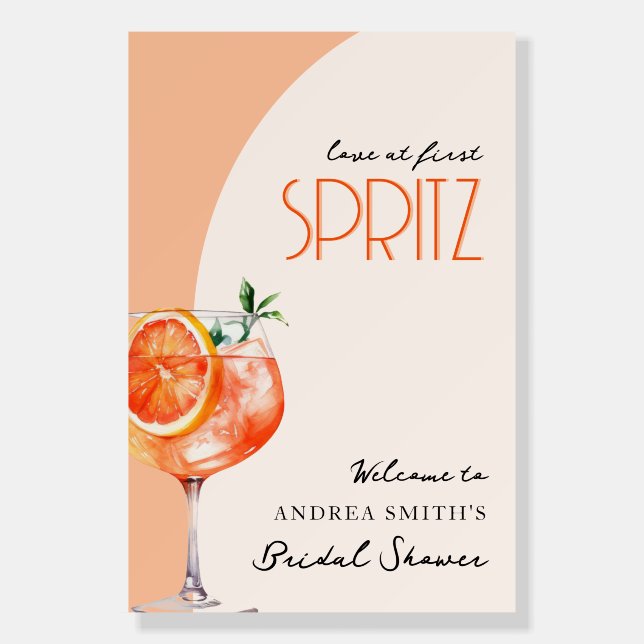 Love at First Spritz Bridal Shower Welcome 24x36 Foam Board (Front)