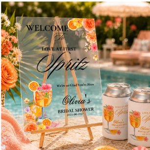 Love at First Spritz Bridal Shower Welcome  Acrylic Sign