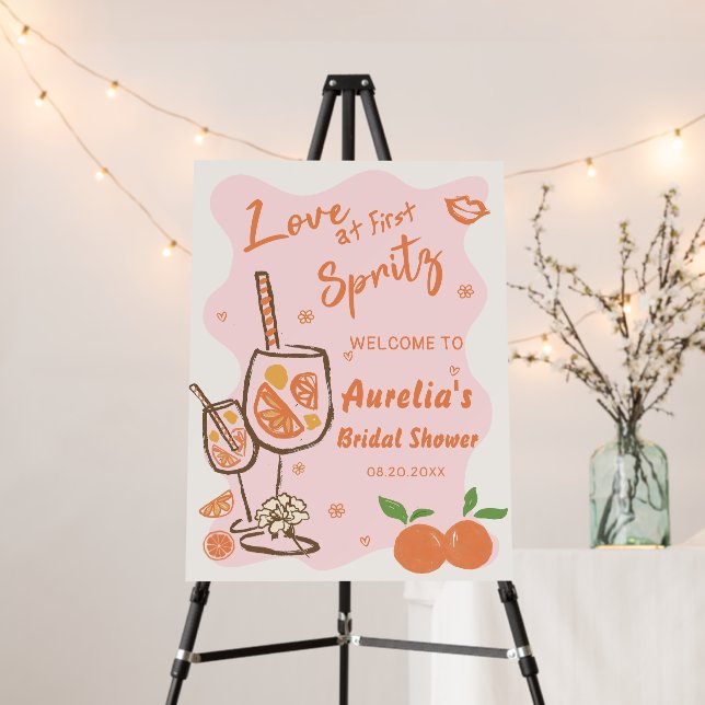 Love at First Spritz Bridal Shower Welcome Foam Board (In Situ (Stand))