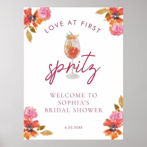 Love at First Spritz Bridal Shower Welcome Sign