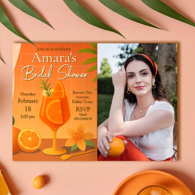 Love at first Spritz Bridal Shower with Photo Invitation (Love at first Spritz Bridal Shower with Photo Picture Landscape Invitation)