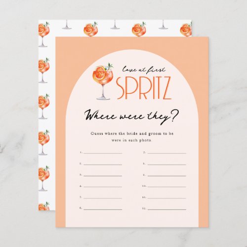 Love at First Spritz Bridal Where were They Game