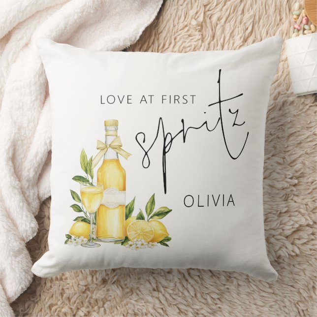 Love at First Spritz Bride to Be Gift Throw Pillow (Blanket)