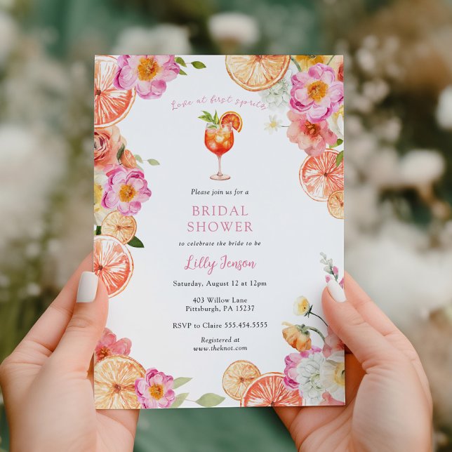 Love at First Spritz Bright Citrus Bridal Shower Invitation (Creator Uploaded)