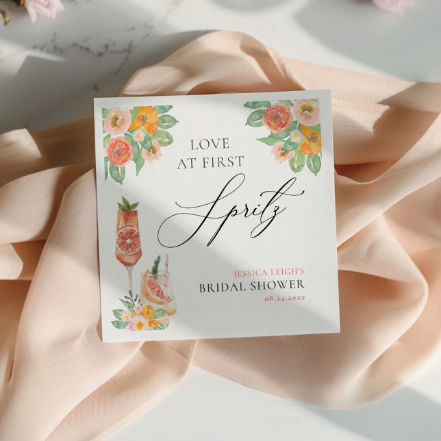 Love at First Spritz Bright Cocktail Bridal Shower Napkins (Creator Uploaded)