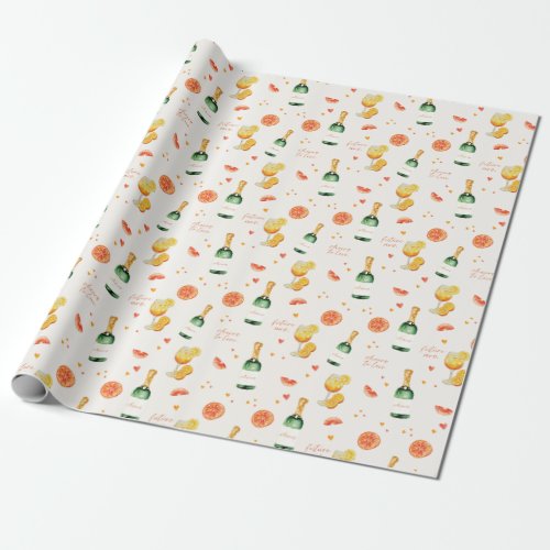 Love at First Spritz Citrus Bridal Shower Aperol Wrapping Paper
