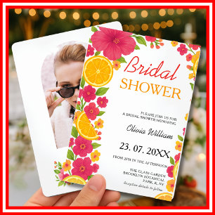 Love at First Spritz Citrus Orange Bridal Shower Invitation