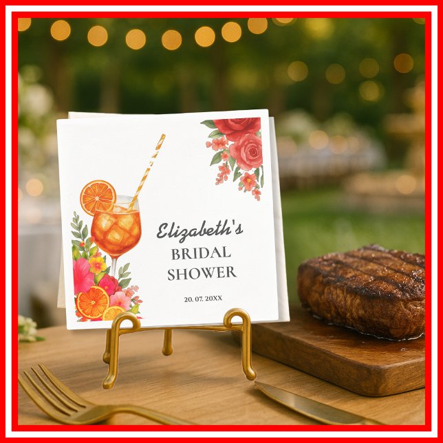 Love at First Spritz Citrus Orange Bridal Shower Napkins (Creator Uploaded)