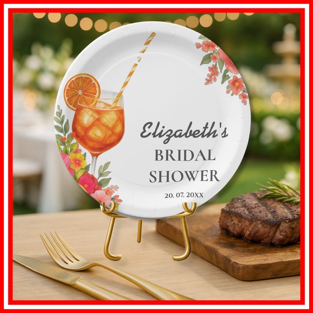 Love at First Spritz Citrus Orange Bridal Shower Paper Plates (Creator Uploaded)