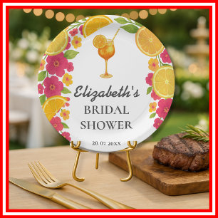 Love at First Spritz Citrus Orange Bridal Shower Paper Plates