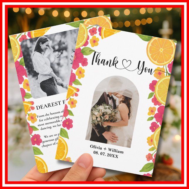 Love at First Spritz Citrus Orange Bridal Shower Thank You Card (Creator Uploaded)