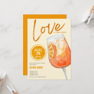 Love at first spritz cocktail bridal shower invitation