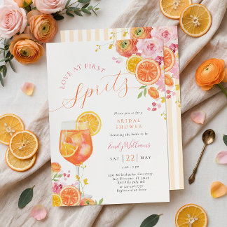 Love at First Spritz Floral Bridal Shower Invitati Invitation