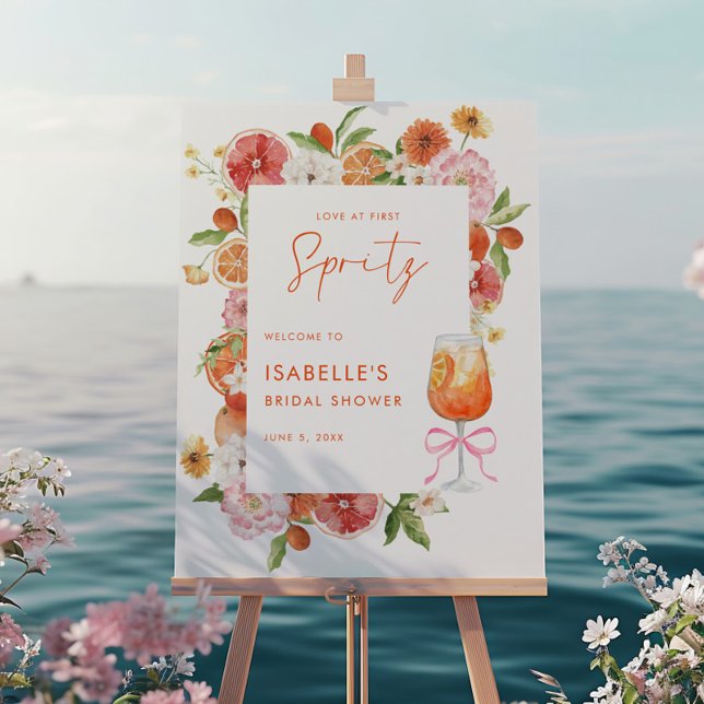Love At First Spritz Floral Bridal Shower Welcome Foam Board (Creator Uploaded)
