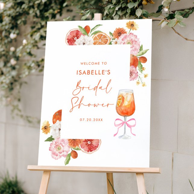 Love At First Spritz Floral Bridal Shower Welcome Foam Board (Creator Uploaded)