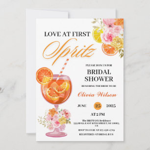 Love at First Spritz Floral Cocktail Bridal Shower Invitation