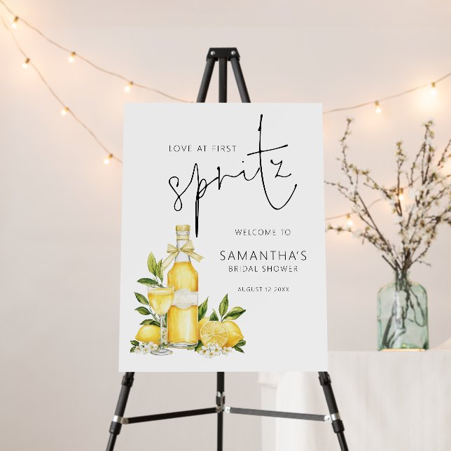 Love at First Spritz Lemon Welcome Bridal Shower Foam Board (In Situ (Stand))