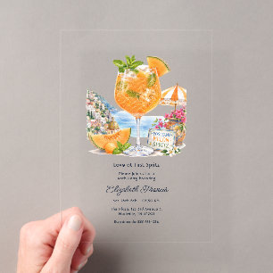 Love at First Spritz Melon Spritz Bachelorette Acrylic Invitations