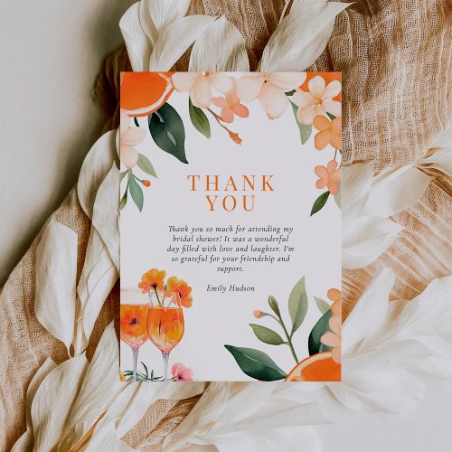 Love at First Spritz Modern Bridal Shower Thank You Card