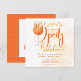 Love at First SPRITZ Modern Orange Bridal Shower Invitation
