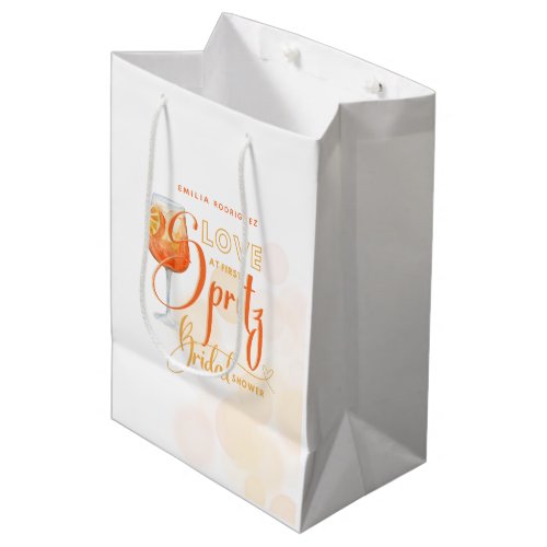Love at First SPRITZ Modern Orange Bridal Shower Medium Gift Bag