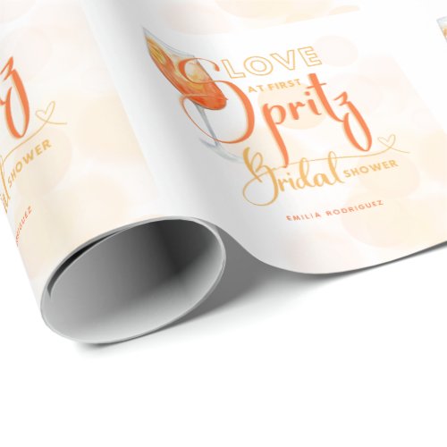 Love at First SPRITZ Modern Orange Bridal Shower Wrapping Paper