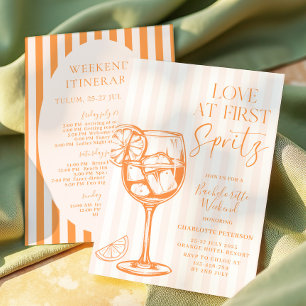 Love at First Spritz Orange Bachelorette Invitation