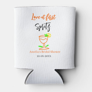 Love at first spritz orange black bridal shower gl can cooler