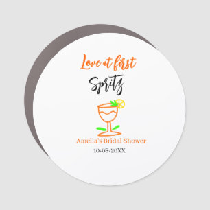 Love at first spritz orange black bridal shower gl car magnet