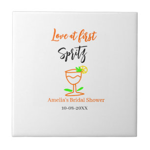 Love at first spritz orange black bridal shower gl ceramic tile
