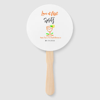 Love at first spritz orange black bridal shower gl hand fan