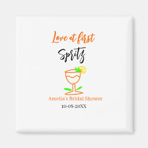 Love at first spritz orange black bridal shower gl magnet