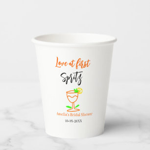Love at first spritz orange black bridal shower gl paper cups