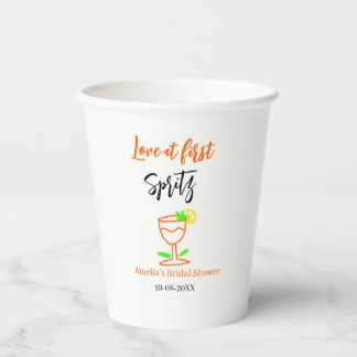 Love at first spritz orange black bridal shower gl paper cups