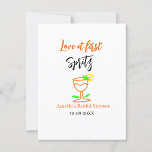 Love at first spritz orange black bridal shower gl postcard