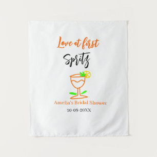 Love at first spritz orange black bridal shower gl tapestry