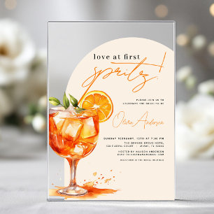 Love at First Spritz Orange Bridal Shower Acrylic Invitations