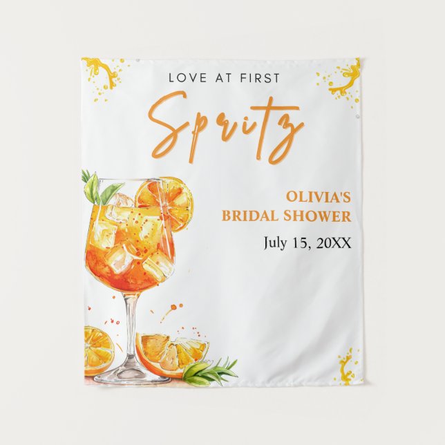 Love at First Spritz Orange Bridal Shower Backdrop (Front)