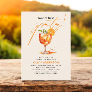 Love at First Spritz Orange Bridal Shower Invitation